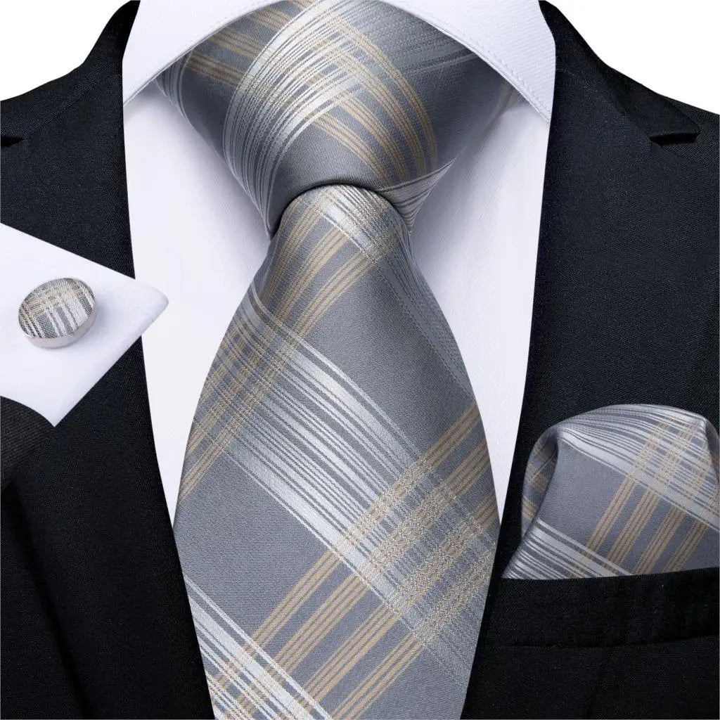 Gold Black Striped Silk Neck Ties