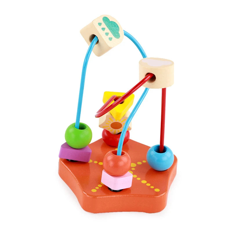 Montessori Wooden Toys Wooden Circles Bead Wire Maze Roller Coaster Toys Educational Wood Puzzles Boys Girls Kid Toy 6 Months