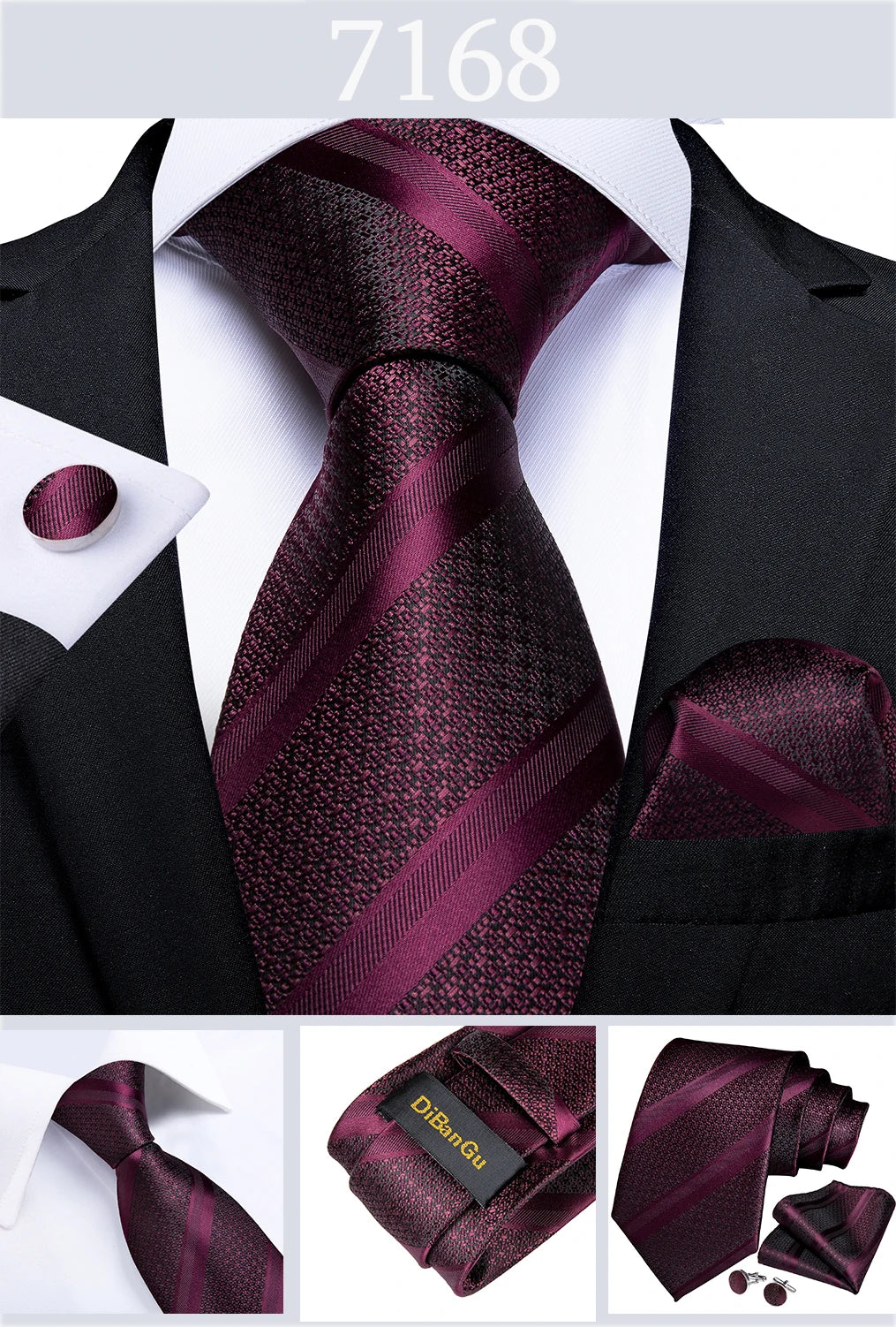 Gold Black Striped Silk Neck Ties