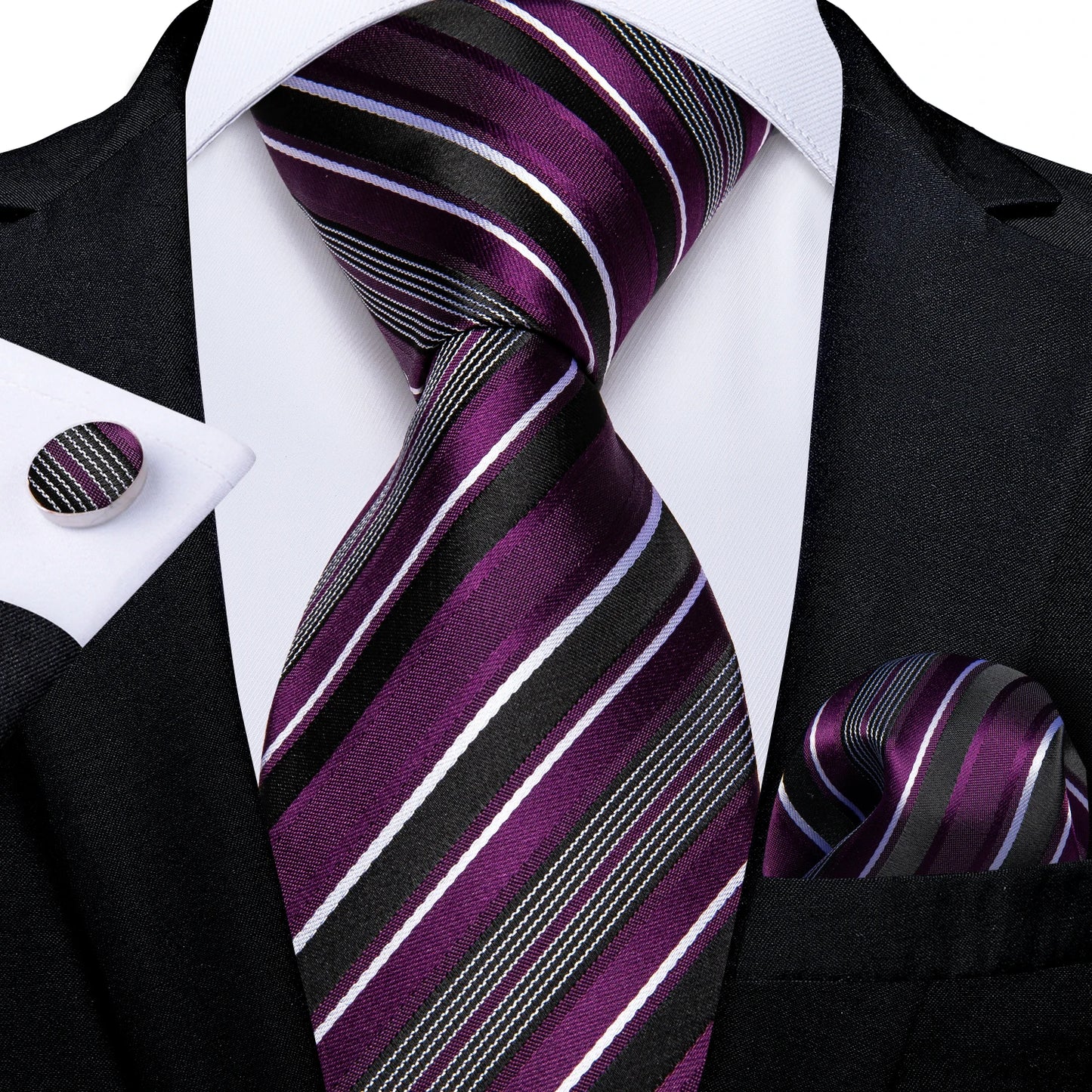Gold Black Striped Silk Neck Ties
