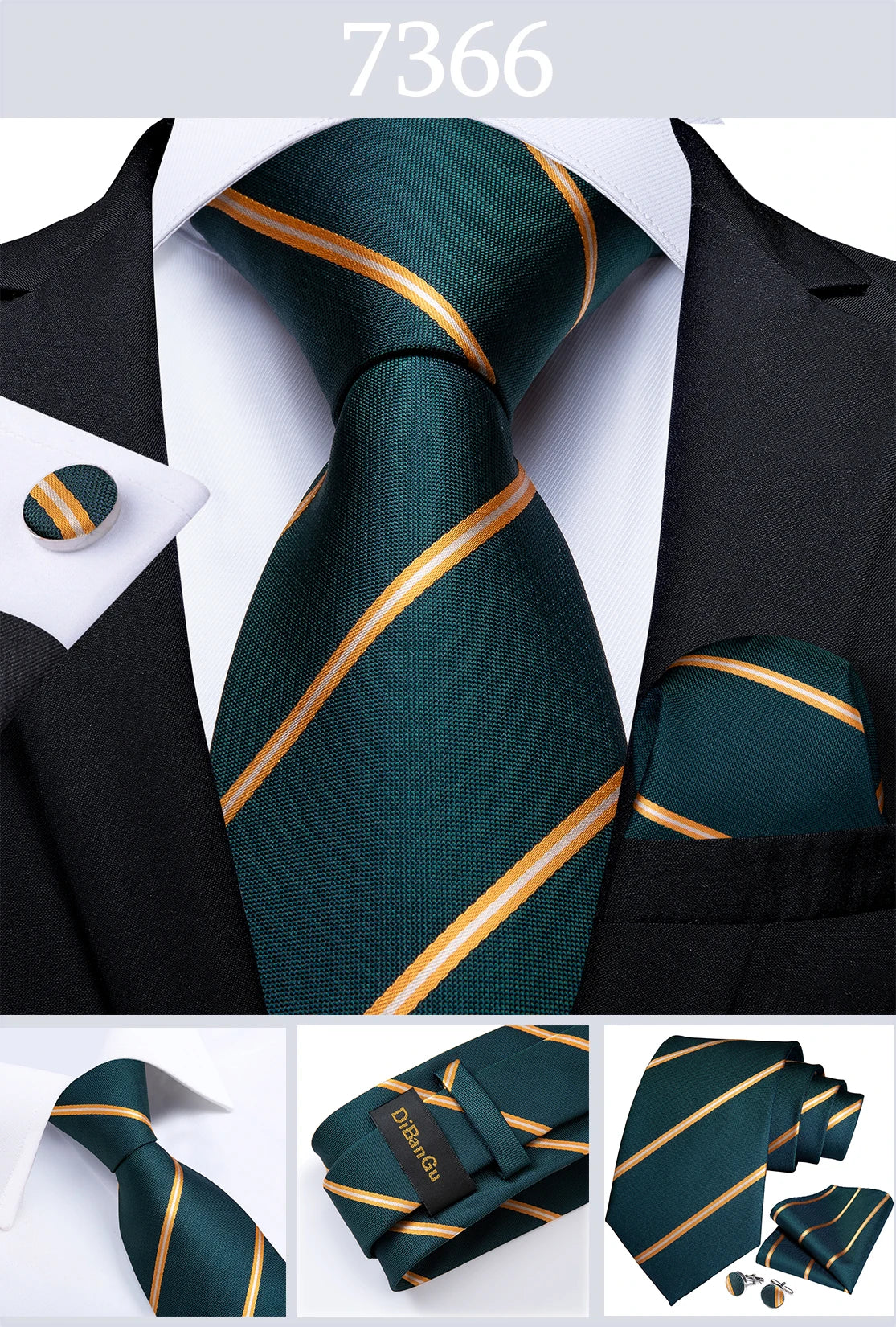 Gold Black Striped Silk Neck Ties