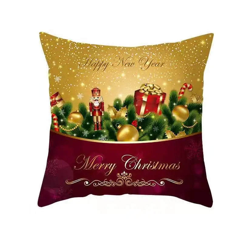 NewPillow Cover, Christmas Plaid Letter Santa Claus Print Square Pillowcase Pillow Accessories for Living Room Bedroom