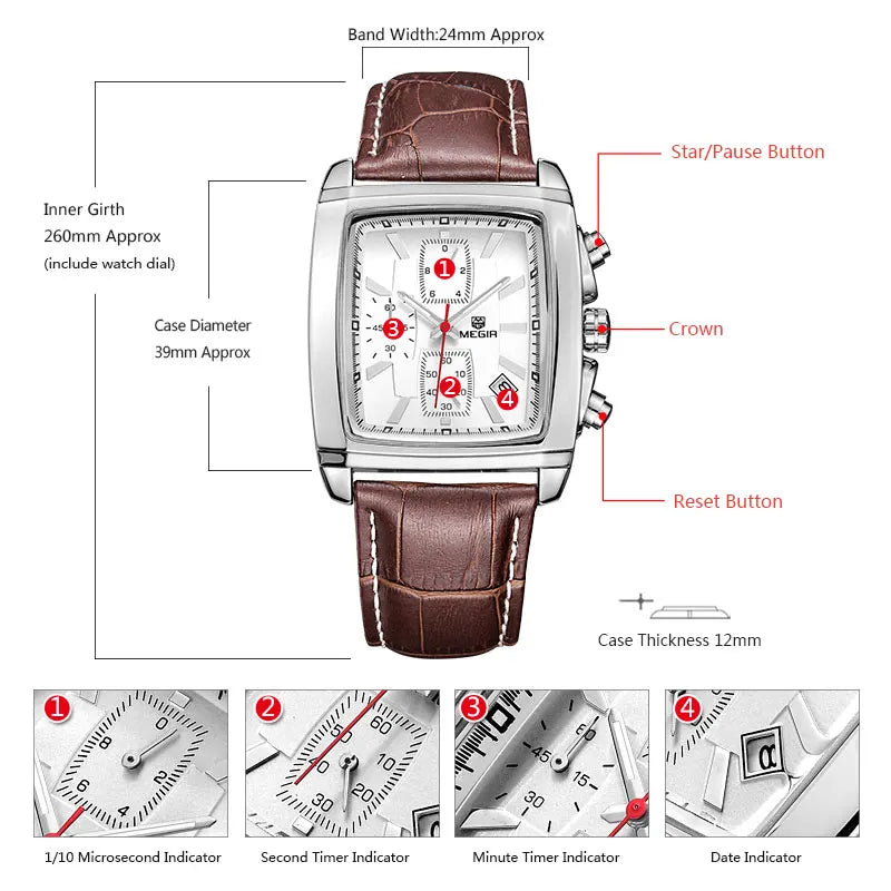 military chronograph quartz watch