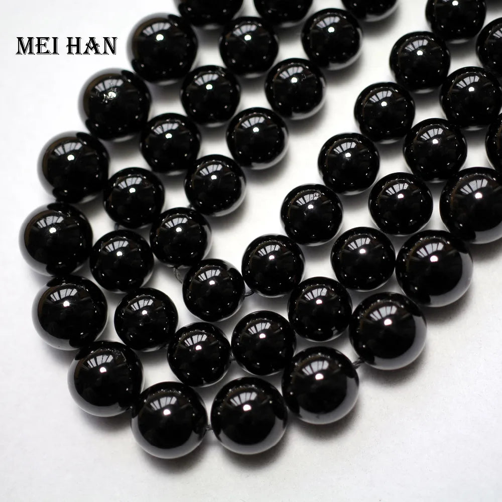 Meihan natural black tourmaline 4mm 6mm 8mm 10mm 12mm  smooth round loose beads for jewelry making DIY bracelet necklace