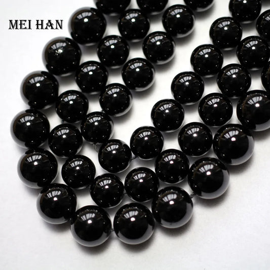 Meihan natural black tourmaline 4mm 6mm 8mm 10mm 12mm  smooth round loose beads for jewelry making DIY bracelet necklace