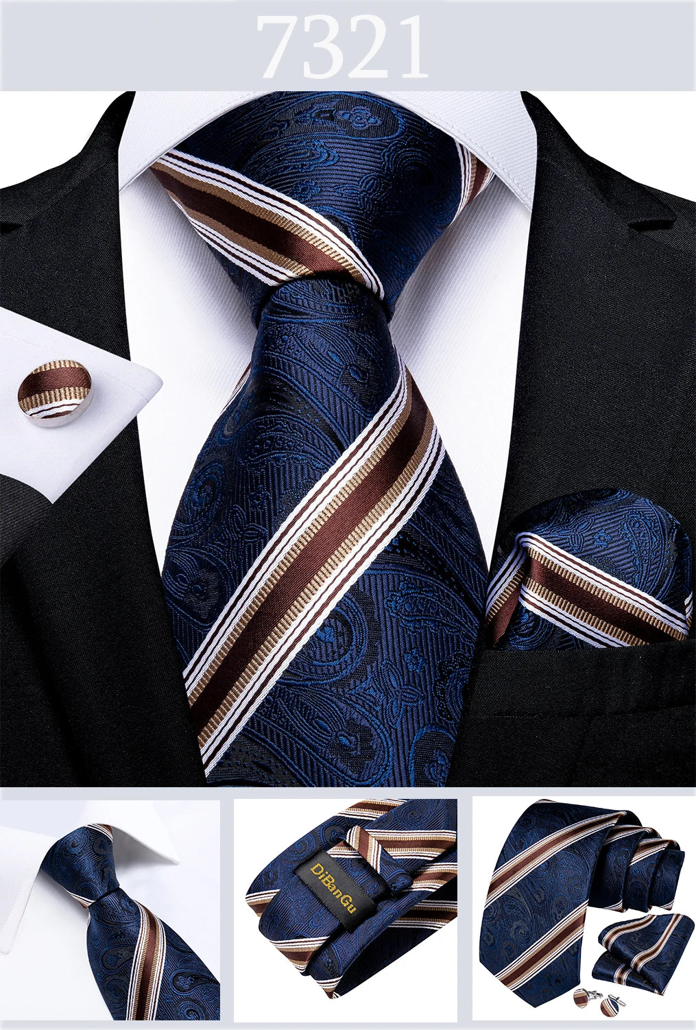 Gold Black Striped Silk Neck Ties