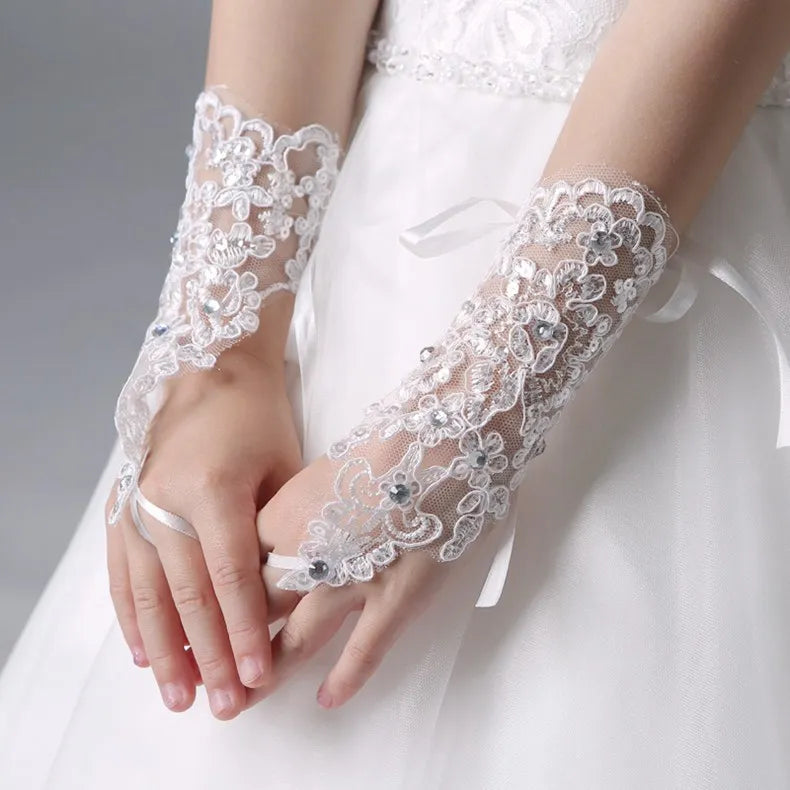 2020 best-selling wedding gloves bride gloves fingerless children's lace gloves women white/red lace gloves