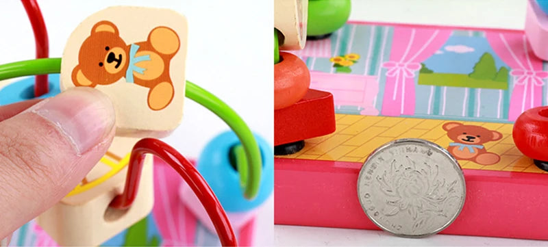 Montessori Wooden Toys Wooden Circles Bead Wire Maze Roller Coaster Toys Educational Wood Puzzles Boys Girls Kid Toy 6 Months
