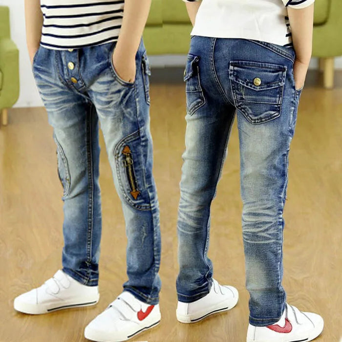 Boys Skinny Jeans Casual Children Denim Long Trousers 4 6 8 10 12 Years Old