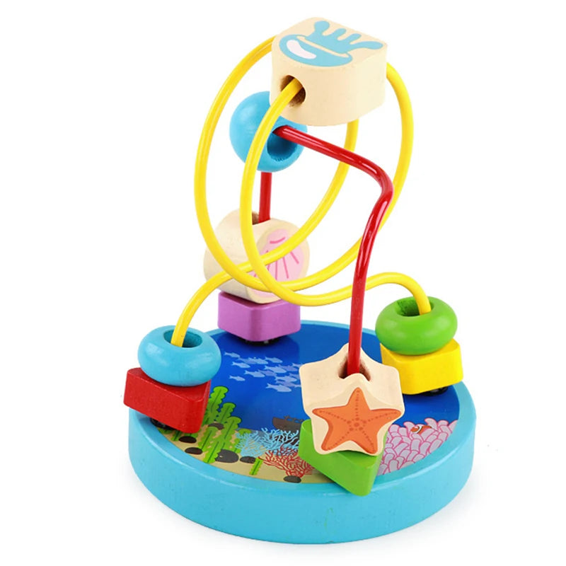 Montessori Wooden Toys Wooden Circles Bead Wire Maze Roller Coaster Toys Educational Wood Puzzles Boys Girls Kid Toy 6 Months