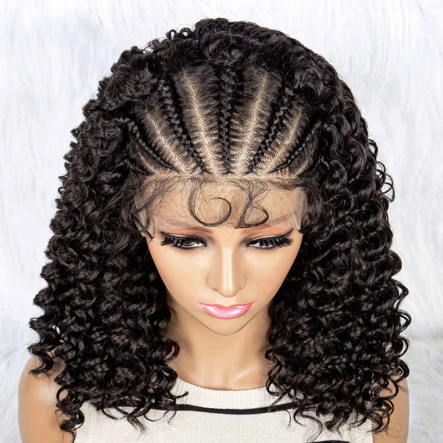 Jennifer 16Inch Braided Wigs Premium Synthetic Fiber Deep Wave Short Bob  Deep Wave Short Bob Braided Wigs