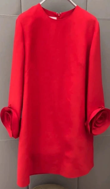 Women Loose Party Red Light Mature Flower Dresses