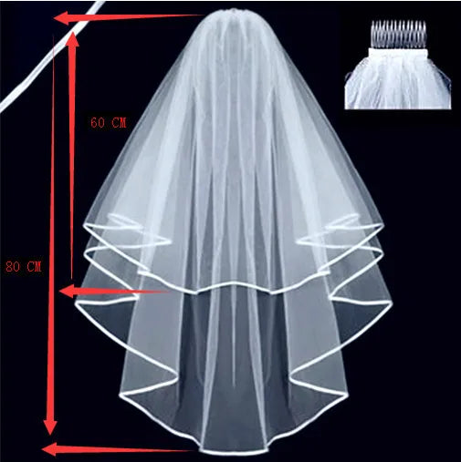 Short Simple Wedding Veil Tulle Two Layer With Comb White Ivory Bridal Veil for Bride for Marriage Wedding Accessories