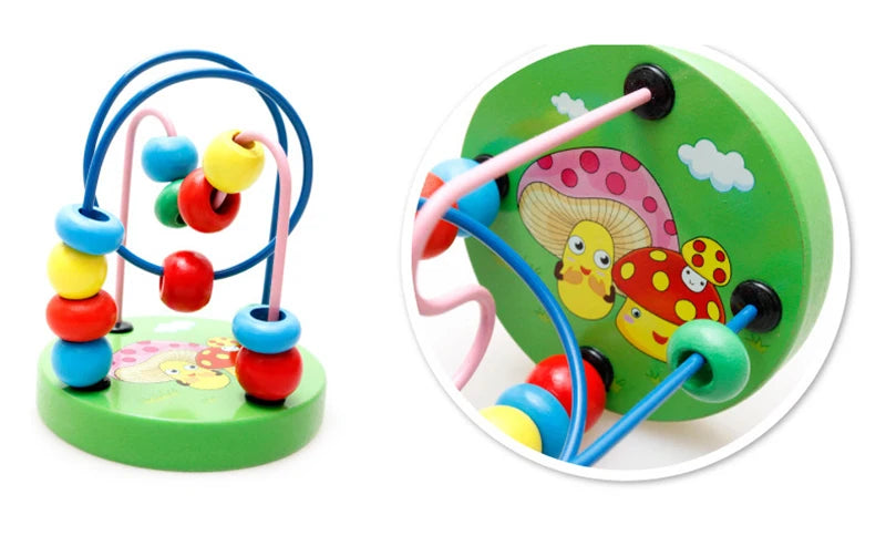 Montessori Wooden Toys Wooden Circles Bead Wire Maze Roller Coaster Toys Educational Wood Puzzles Boys Girls Kid Toy 6 Months