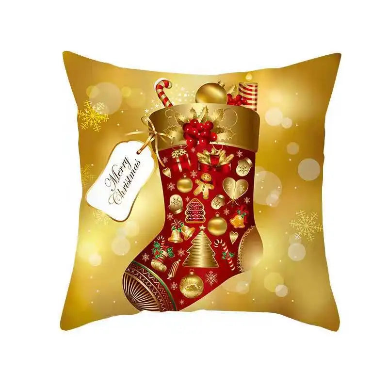 NewPillow Cover, Christmas Plaid Letter Santa Claus Print Square Pillowcase Pillow Accessories for Living Room Bedroom