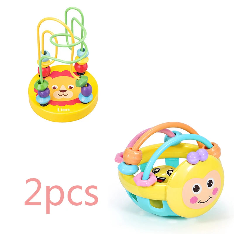 Montessori Wooden Toys Wooden Circles Bead Wire Maze Roller Coaster Toys Educational Wood Puzzles Boys Girls Kid Toy 6 Months