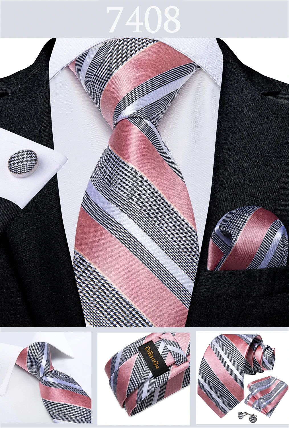 Gold Black Striped Silk Neck Ties