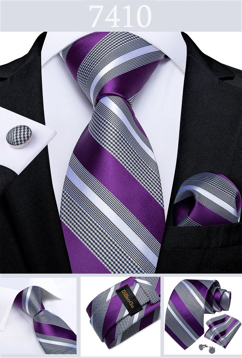 Gold Black Striped Silk Neck Ties