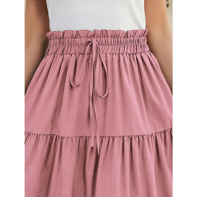 Vintagew Skirts European American Printed Elastic Waistband Empire A Line Bohemian Holiday Fashion Sweet Skirt