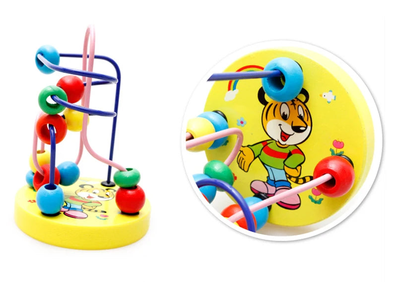 Montessori Wooden Toys Wooden Circles Bead Wire Maze Roller Coaster Toys Educational Wood Puzzles Boys Girls Kid Toy 6 Months