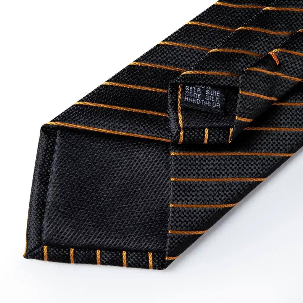 Gold Black Striped Silk Neck Ties