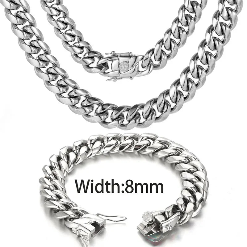 NUOYA High Quality Stainless Steel Cuban Link Chain 18K Gold Plated Miami Cuban Link Chain Necklace Men's Hip Hop Jewelry