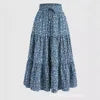 Vintagew Skirts European American Printed Elastic Waistband Empire A Line Bohemian Holiday Fashion Sweet Skirt