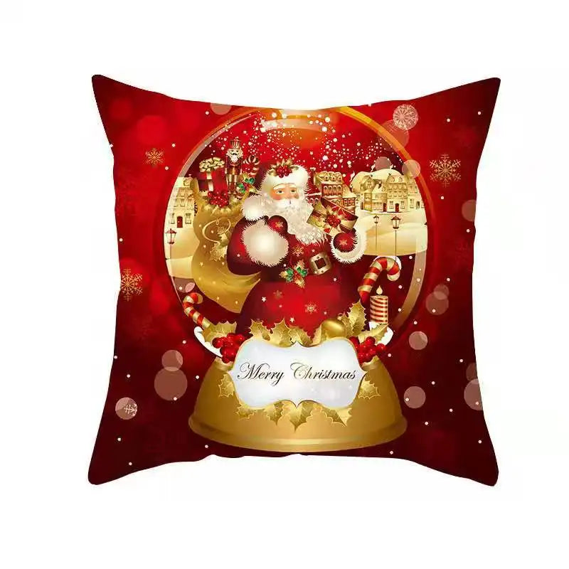 NewPillow Cover, Christmas Plaid Letter Santa Claus Print Square Pillowcase Pillow Accessories for Living Room Bedroom
