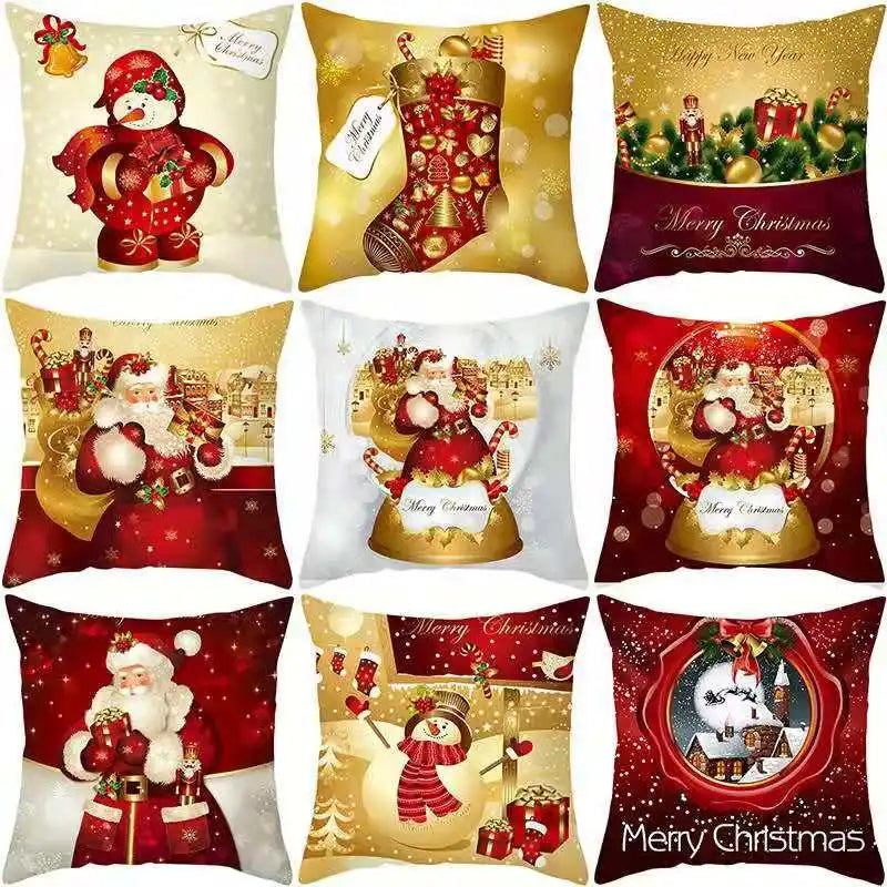 NewPillow Cover, Christmas Plaid Letter Santa Claus Print Square Pillowcase Pillow Accessories for Living Room Bedroom