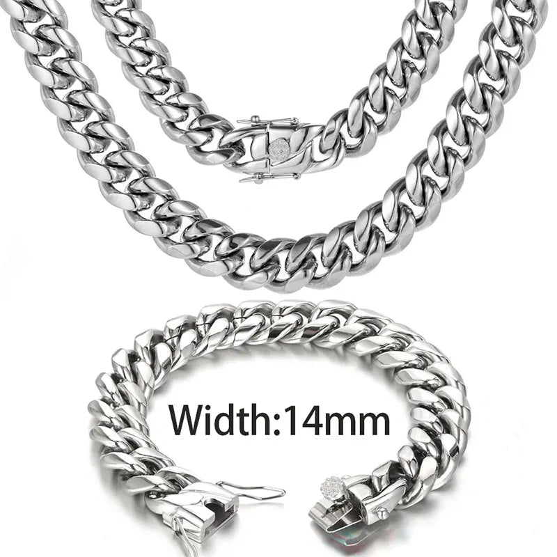 NUOYA High Quality Stainless Steel Cuban Link Chain 18K Gold Plated Miami Cuban Link Chain Necklace Men's Hip Hop Jewelry