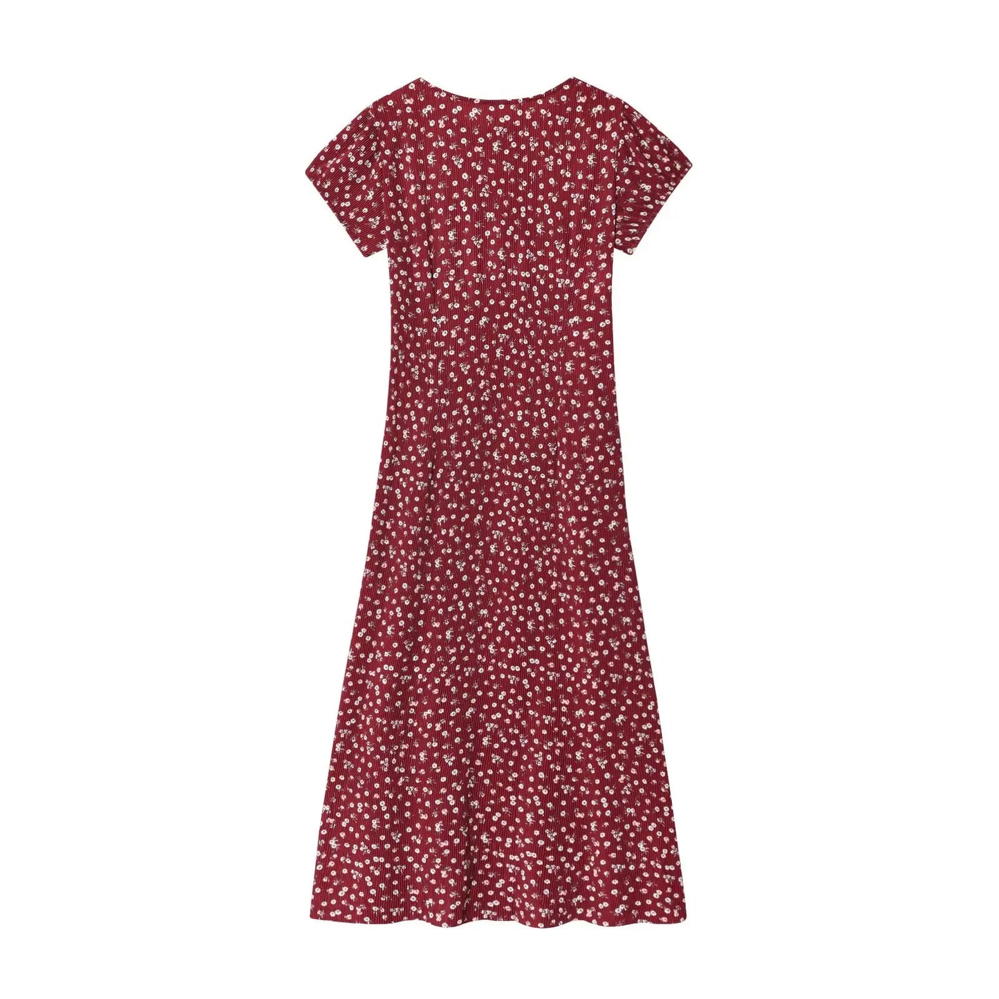 Women 2025 Autumn New Fashion Side Split Bubble Short Sleeve Straight Tube Dress Vintage Casual Female Dresses