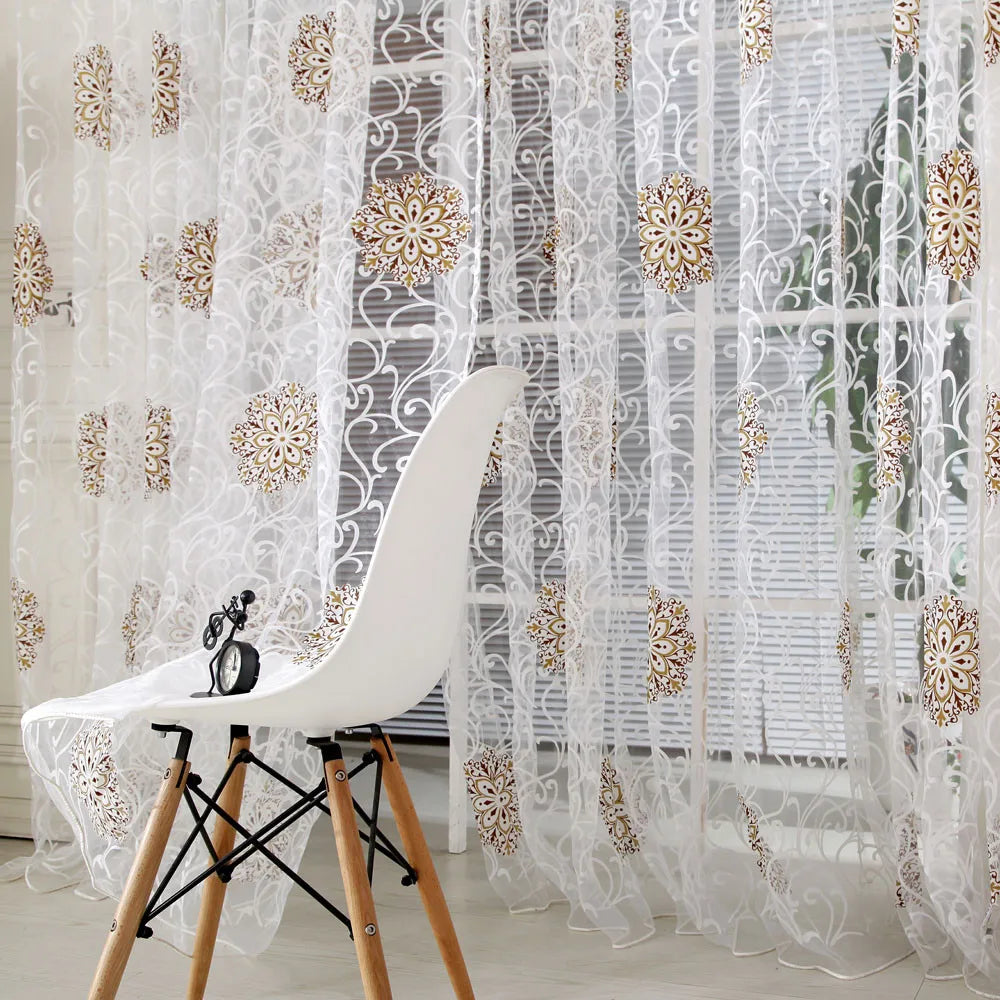 Window Curtain Flower Pattern