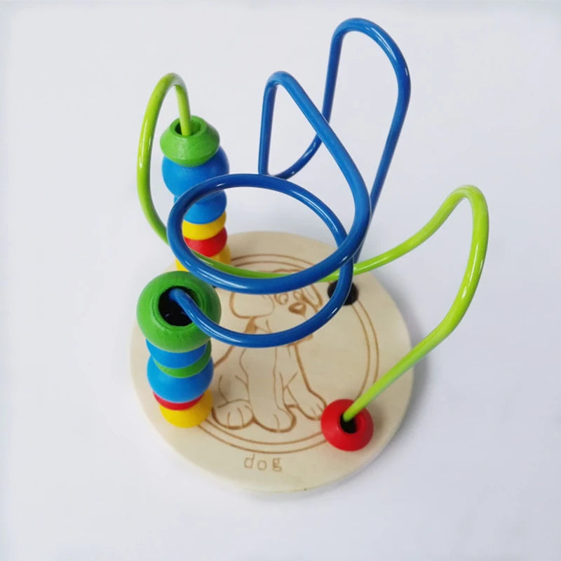 Montessori Wooden Toys Wooden Circles Bead Wire Maze Roller Coaster Toys Educational Wood Puzzles Boys Girls Kid Toy 6 Months