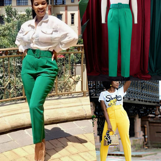 P01a Spring and Summer High Waist Womens Casual Trousers Slim Suit Casual Pants Ladies Office Suit Pants