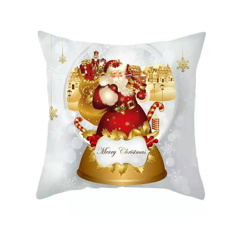 NewPillow Cover, Christmas Plaid Letter Santa Claus Print Square Pillowcase Pillow Accessories for Living Room Bedroom