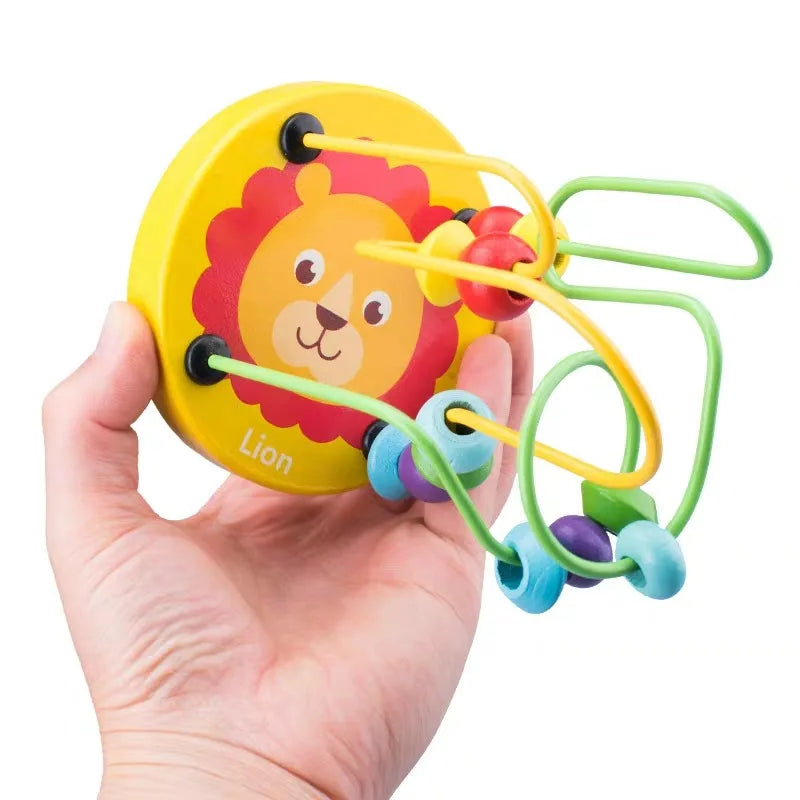 Montessori Wooden Toys Wooden Circles Bead Wire Maze Roller Coaster Toys Educational Wood Puzzles Boys Girls Kid Toy 6 Months