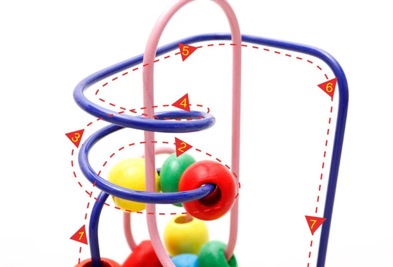 Montessori Wooden Toys Wooden Circles Bead Wire Maze Roller Coaster Toys Educational Wood Puzzles Boys Girls Kid Toy 6 Months
