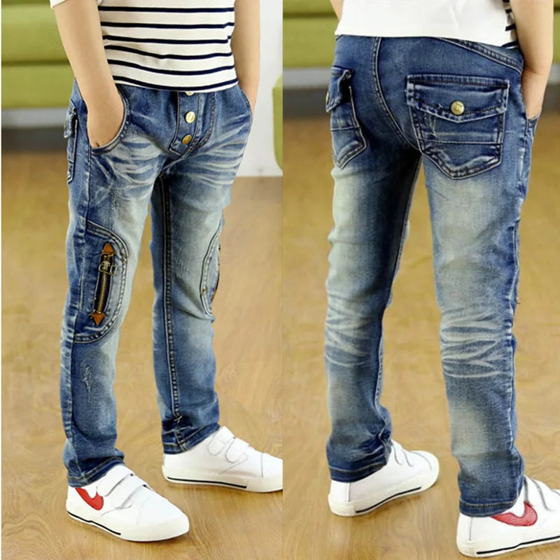 Boys Skinny Jeans Casual Children Denim Long Trousers 4 6 8 10 12 Years Old