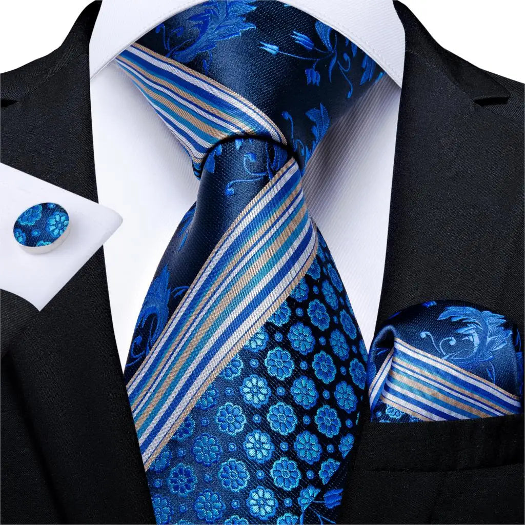 Gold Black Striped Silk Neck Ties