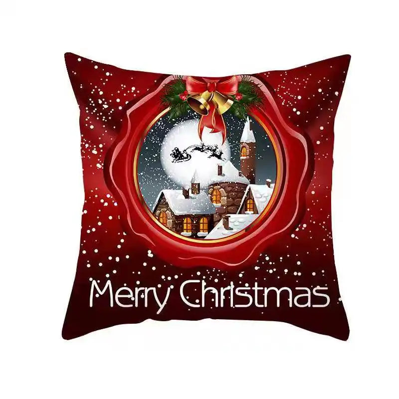 NewPillow Cover, Christmas Plaid Letter Santa Claus Print Square Pillowcase Pillow Accessories for Living Room Bedroom