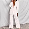 2025 European American Fashion Women's Elegant Blazer Suit Set Cross-Border Spring Autumn Slim Lapel Cardigan Button Decoration