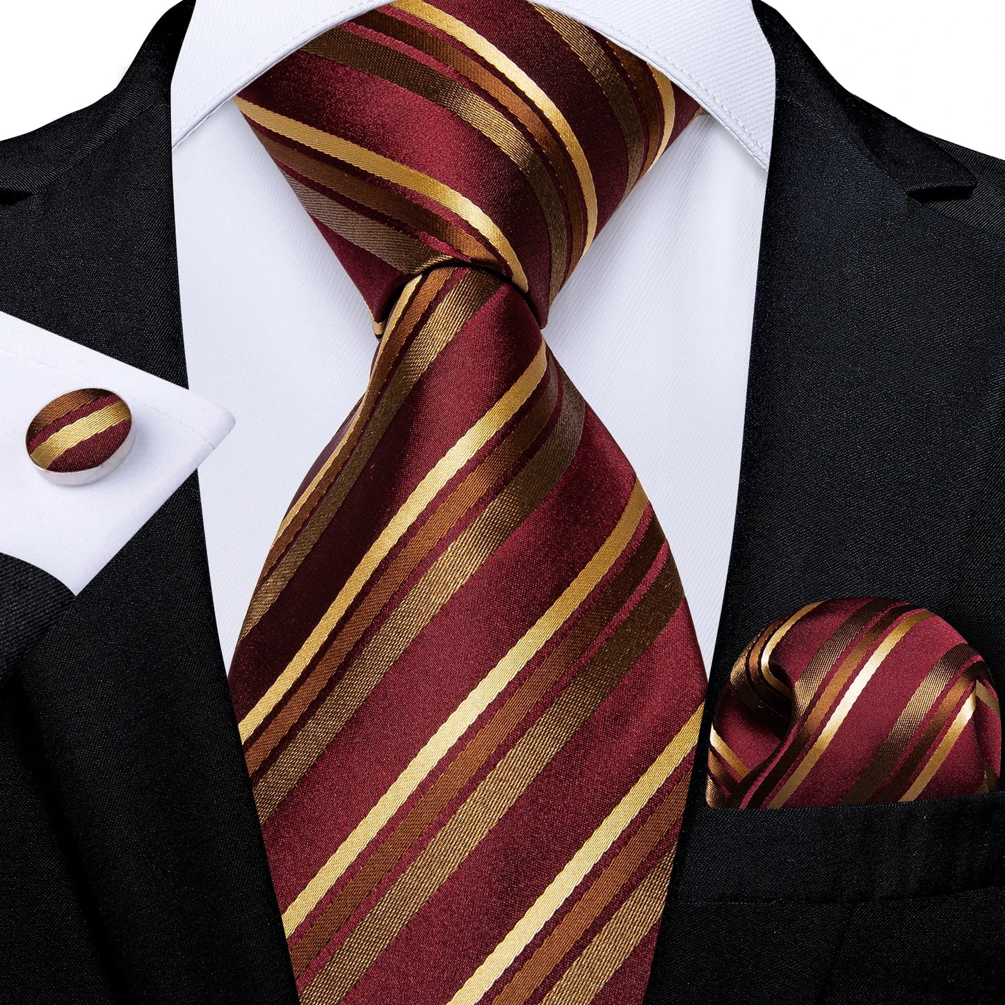 Gold Black Striped Silk Neck Ties