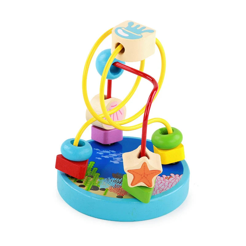 Montessori Wooden Toys Wooden Circles Bead Wire Maze Roller Coaster Toys Educational Wood Puzzles Boys Girls Kid Toy 6 Months
