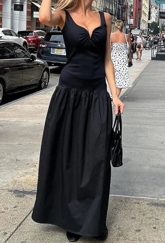 MYST&ZA Women's Spring New Fashion Street Style Sexy V-neck Sleeveless Crossover Vest Dress