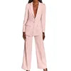 2025 European American Fashion Women's Elegant Blazer Suit Set Cross-Border Spring Autumn Slim Lapel Cardigan Button Decoration