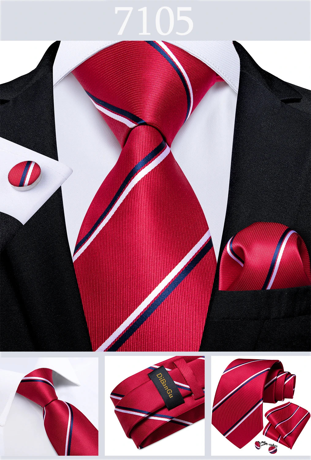 Gold Black Striped Silk Neck Ties