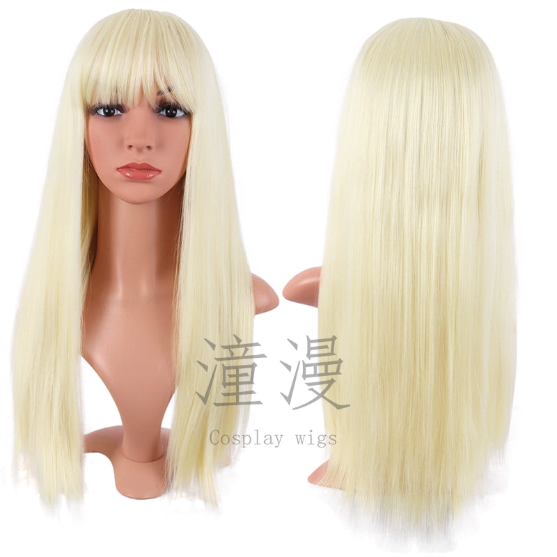 Tongman Cos Wig Female Long Hair Mixed Gold Red Brown Pure Black Lolita High-Temperature Fiber Long Straight Hair Full-Head Wig