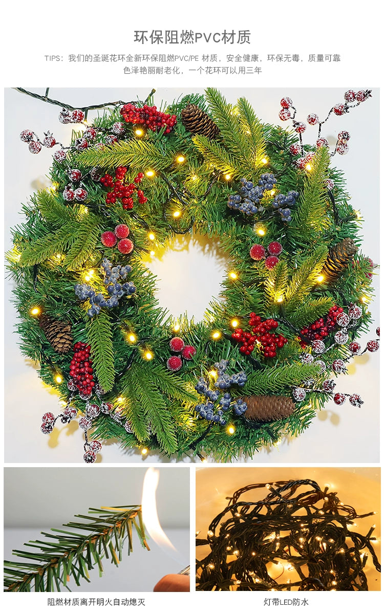 Christmas Wreath 30cm40/50/60cm Christmas Decorations Christmas Door Hanging Christmas Tree Wreath Ornaments