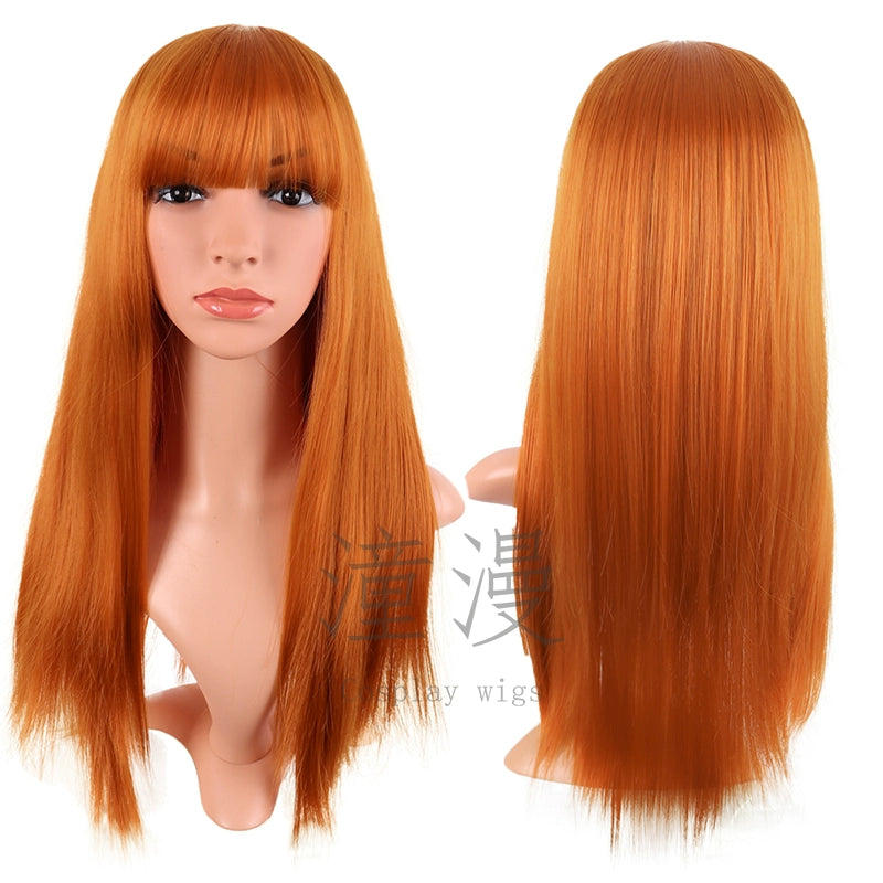 Tongman Cos Wig Female Long Hair Mixed Gold Red Brown Pure Black Lolita High-Temperature Fiber Long Straight Hair Full-Head Wig