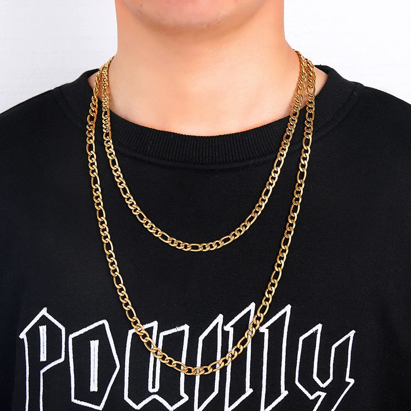 Fashion Men European and American Street Figaro Titanium Steel Cuban Link Chain
